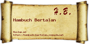 Hambuch Bertalan névjegykártya